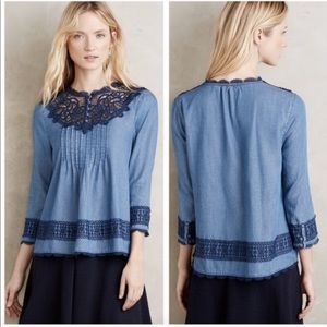 Holding Horses Anthropologie denim top 0